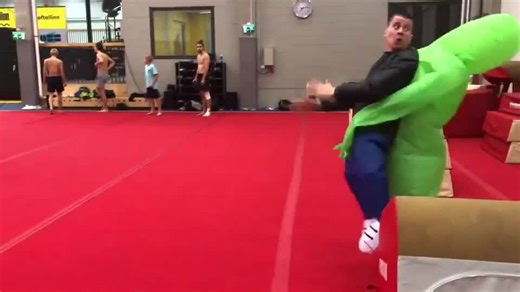 Man Does Amazing Stunt Wearing Inflatable Alien Costume