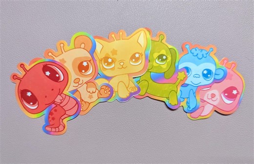 Rainbow Alien LPS Vinyl Stickers - Etsy