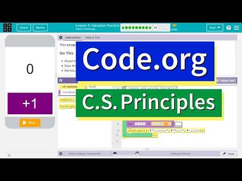 Code.org Lesson 3.9 Variables Practice | Tutorial with Answers | Unit 4 CS Principles