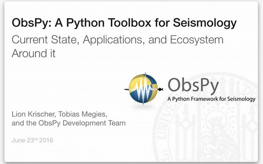 2016 Obspy 教程：Python地震学工具箱的现状、应用及生态