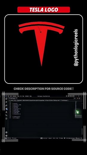 Tesla Logo Using Python Turtle | Complete Code Tutorial | @pythonlogicreels #shorts