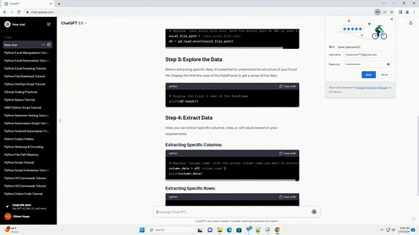 python script for extracting data from excel