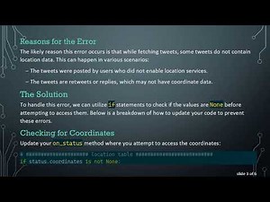 Resolving Tweepy Stream TypeError: Managing NoneType Objects in Python