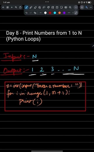 Python Day 8 | For Loop Explained | Print 1 to N