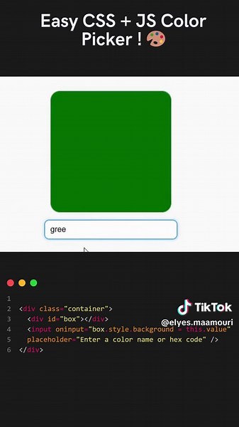 Easy CSS JS Color Picker ! 🎨 #htmlcssjavascript #javascripttutorial #csstips #htmlcss