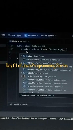 Day 01 of java programming series ||print the hellow world (from java basic to advanced )🔥🔥🚀🚀