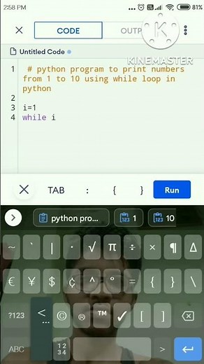 python program to print numbers from 1 to 10 using while loop. #shorts