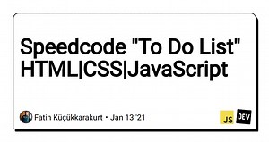 Speedcode "To Do List" HTML|CSS|JavaScript