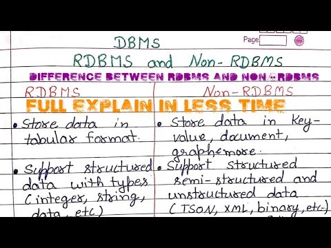 Difference Between RDBMS and Non-RDBMS in Hindi | SQL vs NoSQL DBMS