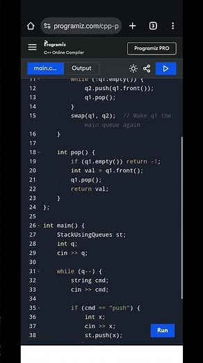 Stack using Two Queues in C++ | Easy DSA Trick | Queue to Stack Conversion Explained