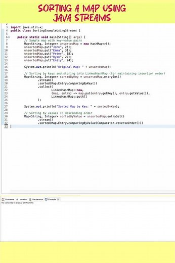How to Sort a Map using Streams #java8