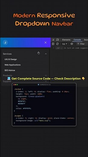 Responsive Dropdown Navbar ✨ No JavaScript #webdevelopment #coding #webdesign