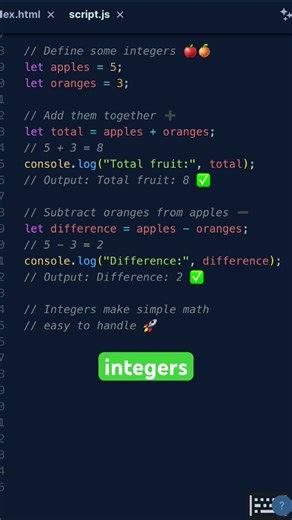 Understanding Integers #JavaScript #CodingForBeginners #LearnToCode #WebDev #CodeShorts