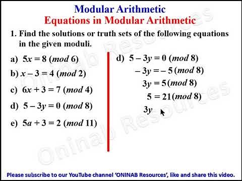 Equations in Modular Arithmetic