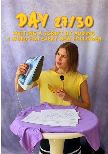 Day 27/30 of writing my first script by adding 1 word for every new follower. Follow to help me write this script ✍️ #StanDareToPost #screenwriters #30daychallenge #ironing #tiktokactor @Stan