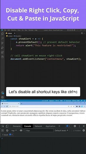 Disable Right Click, Copy, Cut & Paste using JavaScript