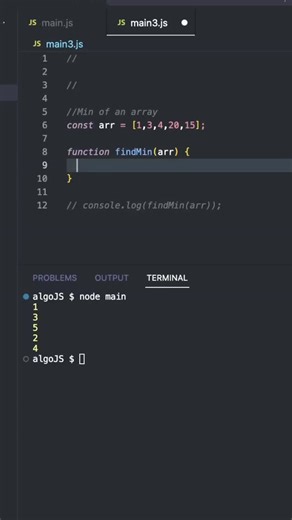Thom Code on Instagram: "Best Way To Find The Minimum Of An Array - JavaScript Walk through of the basics to finding the minimum of an array. Useful for coding interviews at companies like Microsoft, Amazon, Apple and Google #softwareengineering​ #javascript​ #codinginterview​ #shorts​"