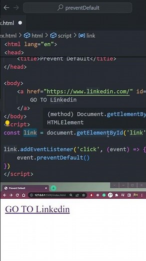 Event.PreventDefault() Method in JavaScript - JavaScript Shorts