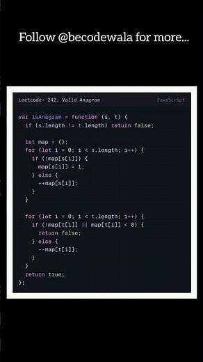 LeetCode 242 🔥 Valid Anagram | Fast JS HashMap Solution!