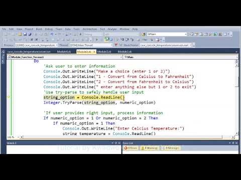 Programming Visual Basic (VB) - Using Functions and Console Applications