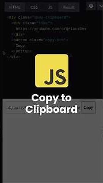 Copy to Clipboard in JavaScript | #javascript #coding