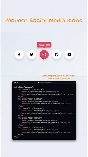 Social Media Icons Hover Effects 🔥 HTML & CSS #webdevelopment #coding #htmlcss #shorts