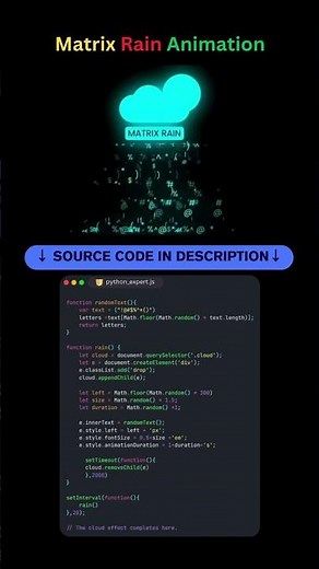 Matrix Rain Animation – Classic Hacker Effect! #coding #programming #matrix #rainanimation #rain #ui