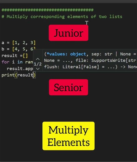 Multiplying elements in Python junior Vs. Senior