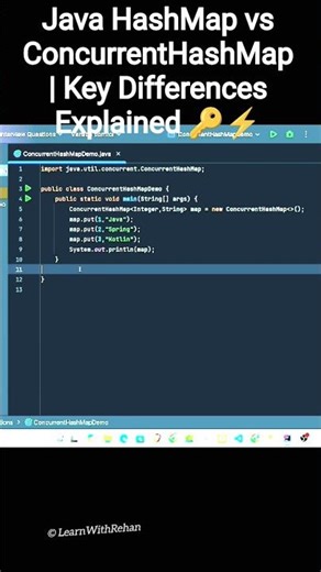 Java HashMap vs ConcurrentHashMap | Key Differences Explained 🔑⚡