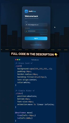 Animated Glass Login Page with HTML CSS & JavaScript 🚀 | Delivery UI Design #Shorts