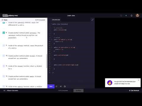 Learn Java - 3.4 OOP Java Calculator Project | Codecademy Walkthrough