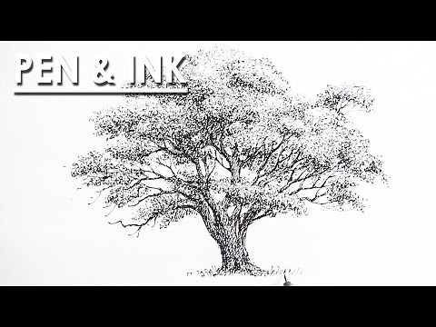 Pen and Ink Drawing : How to Draw Tree | shading techniques to follow