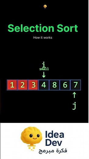 Selection Sort Algorithm: How it Works (Visualized) | خوارزمية الترتيب بالاختيار #اكسبلور #maths