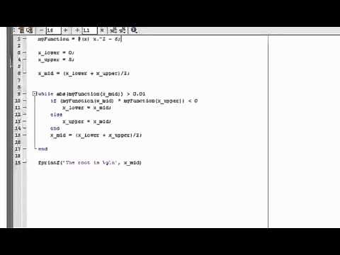 MATLAB Tutorial Part 6 Bisection Method Root finding