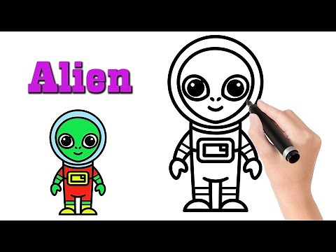 How to Draw An Alien Step by Step | easy drawing and painting tutorial for kids | #gdbkidsart