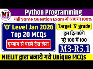 Top 20 MCQs Python Programming | m3 r5 most important questions | O Level Marathon Class 2026