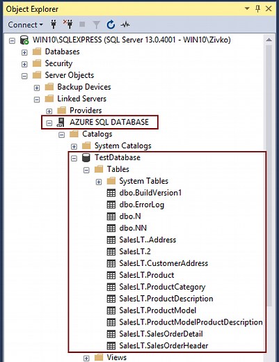 How to create a linked server to an Azure SQL database
