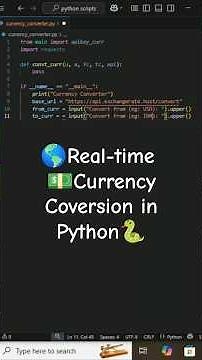 🌍real time currency conversion in #python💱🚀 #programming #coding #shorts #currencyconverter