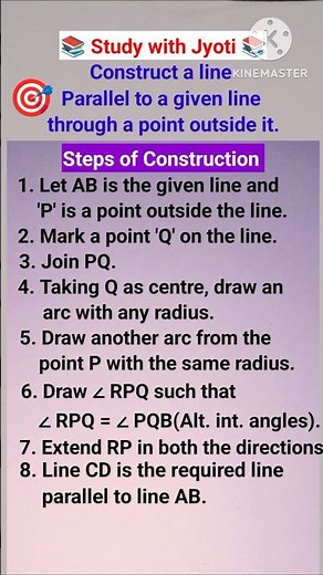 ✍️Construction Of Parallel lines | Practical Geometry #shorts #studywithjyoti