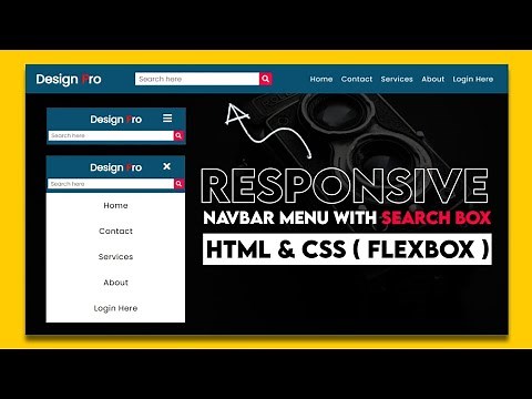 Responsive - Navigation Menu Bar with Search Box in Html & CSS Only | Navbar with CSS Flexbox