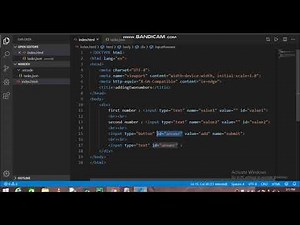 Adding up two numbers using html,css and javascript in visual studio code.