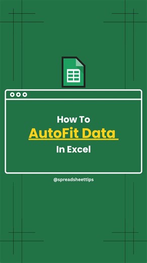 SpreadSheetTips on Instagram: "AutoFit Data in Excel ⚡ Try this trick & save time every day ⏳💚 Like ❤️ • Save 📌 • Share 🔁 • Comment💬 #excel #exceltips #exceltricks #spreadsheet #data"