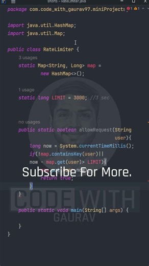 Java Rate Limiter Mini Project, Interview Level System Design