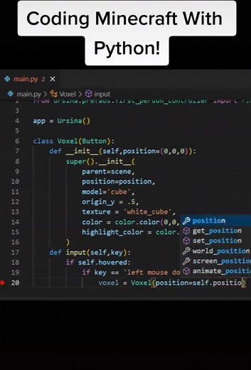 Coding Minecraft With Python! #programming #minecraft #ursinaengine #it #tech