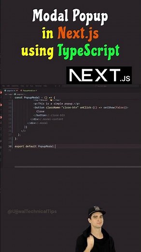 Modal Popup in Next.js using TypeScript | Easy Tutorial for Beginners || #viralvideo #shorts