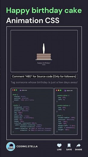 🎂❤️ Happy Birthday Cake Animation using HTML CSS #css #shorts
