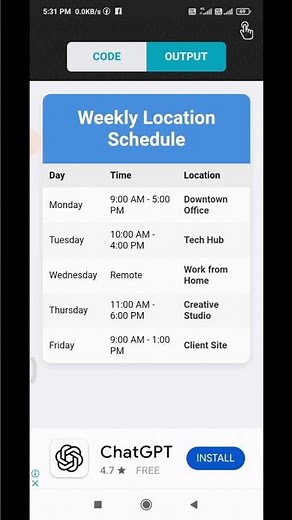 bulid Weekly Location Schedule with HTML and CSS #location