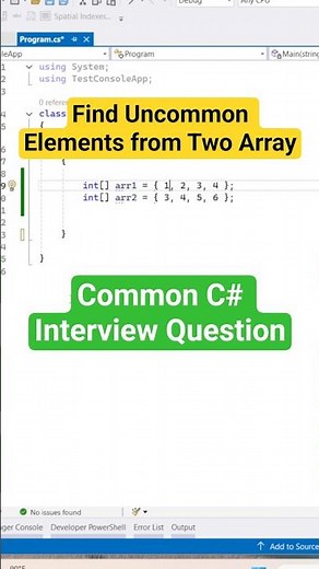 Find Uncommon Elements from Two Arrays Using Collections | C# Interview Question #coding #csharp