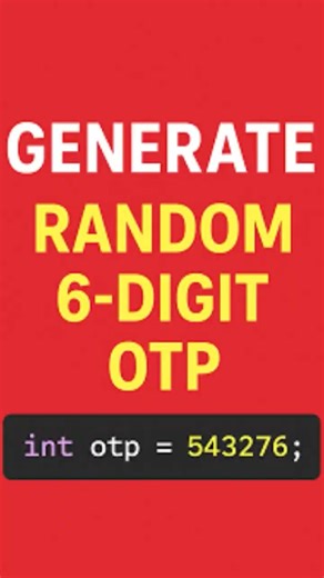 6 Digit OTP GENERATOR🔥 #coding #programming #python #tech #java #shorts