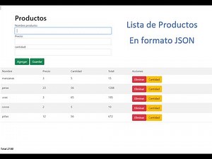 tabla de productos, usando JSON, Jquery, Bootstrap5